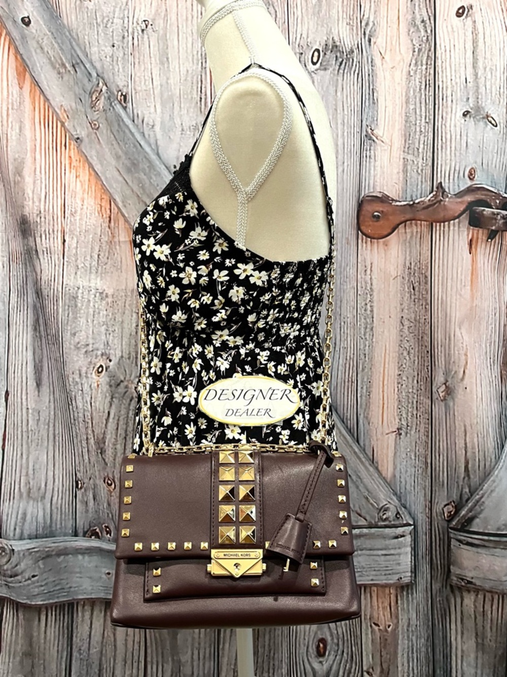 MICHAEL KORS CeCe Studded Convertible Crossbody Burgundy EUC! - Picture 3 of 13